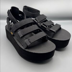 Teva Black Platform Strappy Sandals